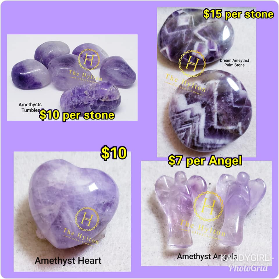Amethysts Palm stones and angels